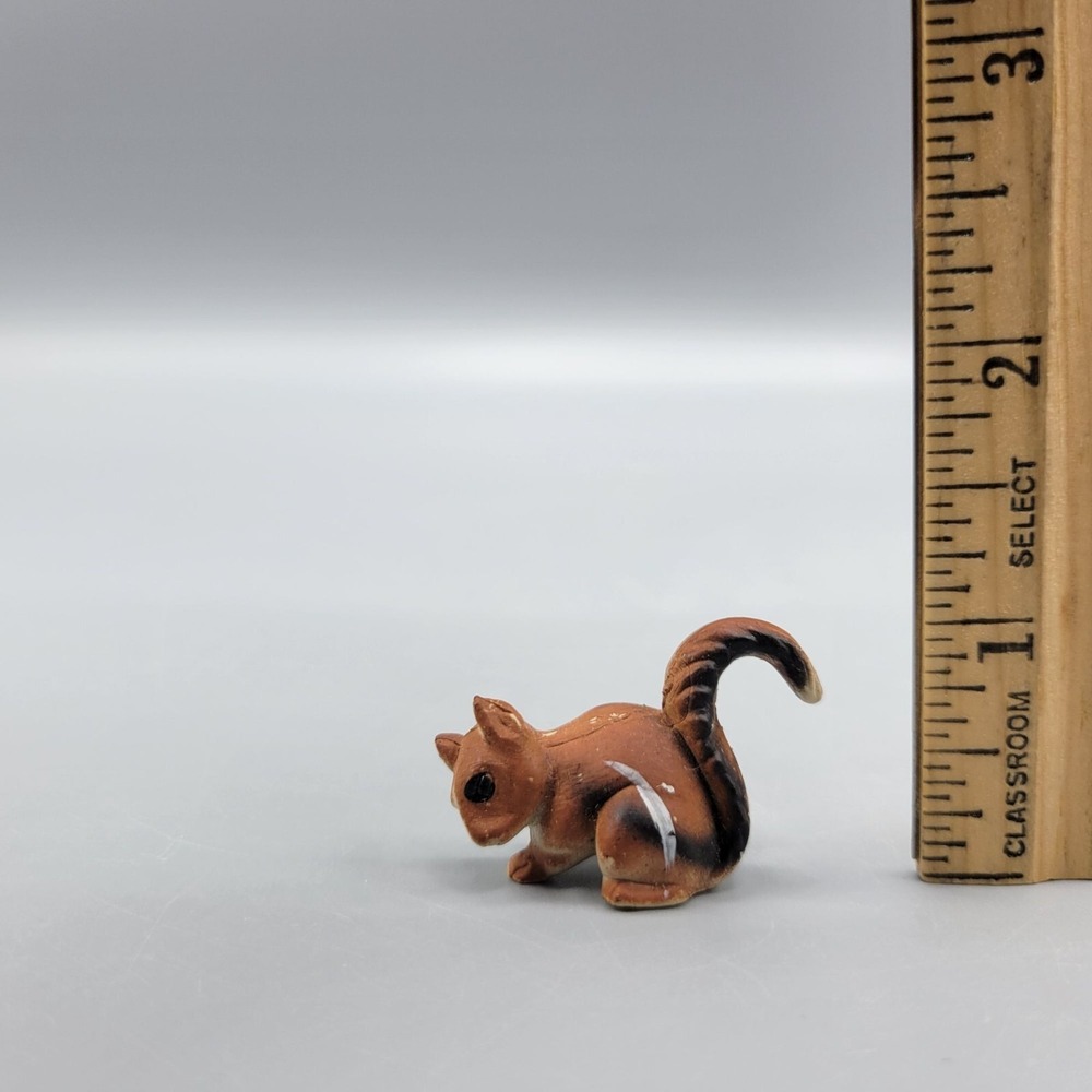 Vintage Brown Ceramic Squirrel Figurine Miniature Animal Decor Collectible 1" - Picture 9 of 9